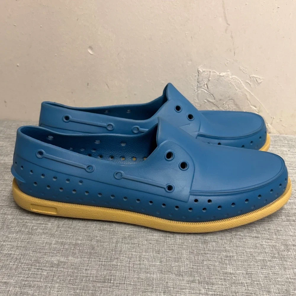 Native Shoes Howard Men 9 Blue EVA Perforated Slip On Water Boat Shoes Gum Sole